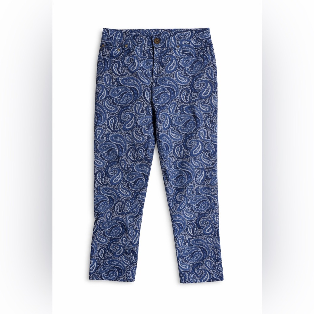 Lauren Ralph Lauren Petite 8 Blue Paisley Ankle Pants Preppy Classic